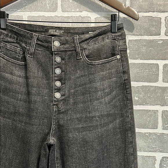 Judy Blue Black Wide Leg Button Fly Hi Waist Jeans Women’s Size 9/29 NWOT - Picture 6 of 14